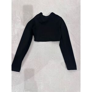 Prettylittlething womens black cropped top size 0 open back